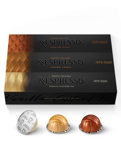 Buy Nespresso Capsules Vertuo Line Barista Creations Flavored Pack Hazelino Muffin 10 Caramel Cookie 10 Vanilla Custard Pie 10 Mild Roast Coffee 30 Count Coffee Pods in UAE