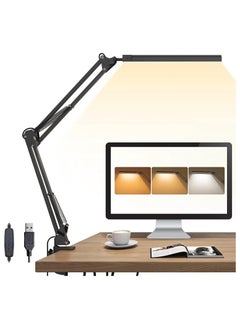 اشتري LED Desk Lamp, Table Lamp with Clamp for Computer/Desktop, Eye-Caring, 3 Modes 10 Brightness with USB Charging Port-Bedside Table Lamp for Reading, Study Lamp for Kids, Home, Office في الامارات