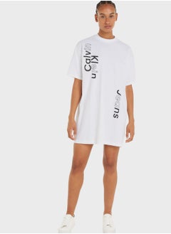 Buy Crew Neck Logo T-Shirt Dress in UAE