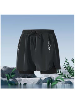 اشتري Fashionable Men's Double-Layer Quick Drying Beach Swimming Shorts في الامارات