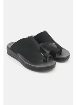 Buy Men Slip On Open Toe Sandals, Black/Grey in UAE