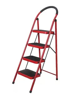 Buy 4 Step Ladder Folding Step Stool Stepladders with Anti-Slip and Wide Pedal for Home and Kitchen Use Space Saving (Red) in UAE