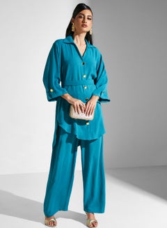 Buy Button Detail Pant & Shirt Set in UAE