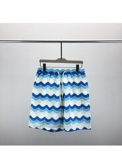 Buy 2023 Mens Summer Casual Gradient Wave Print Shirt and Shorts Set Shorts in UAE