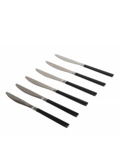 Buy 6-Piece Stainless Steel Dining Knife Set Black/Silver in Saudi Arabia