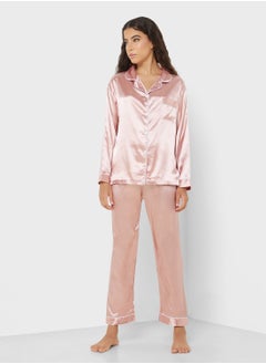 Buy Satin Shirt & Pyjama Set in UAE