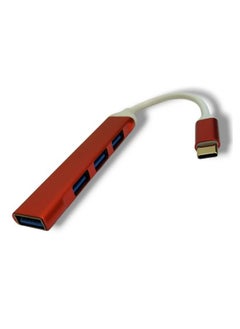 Buy USB C hub with 4 high-speed ports, red color in Egypt