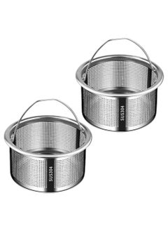 Buy Kitchen Sink Strainer with Handle, Stainless Steel Drain Food Stopper Mesh Filter 78mm Diameter (2 Pack) in UAE