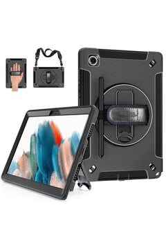 Buy Case for Samsung Galaxy Tab A8 10.5 Inch 2022 with Pen Holder Shoulder Strap,Military Grade Heavy Duty Shockproof Cover for Samsung Galaxy Tab A8 Tablet SM-X200/X205/X207,  Black in Saudi Arabia