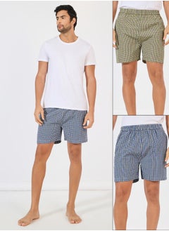 Buy Pack of 2- Checked Assorted Woven Boxer in Saudi Arabia