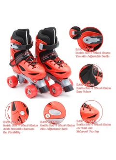 اشتري EASY FUTURE Roller Skates Adjustable Size Double Row 4 Wheel Skates Children Skates for Boys And Girls Including Protective Gear Knee Elbow Wrist في الامارات