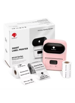 Buy Phomemo M110 Label Maker Thermal Printer with 3 Roll Paper Pink in UAE