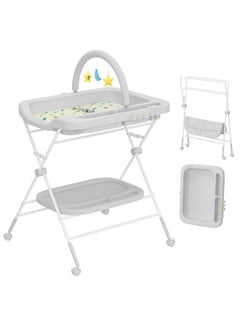 Buy Water-Proof Baby Changing Table with Wheels, Foldable Adjustable Height Diaper Changing Tables with Changing Pad & Storage Rack Diaper Station for Newborn Baby and Infant in Saudi Arabia