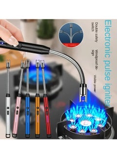 اشتري Candle Lighter, Electric Lighter USB Rechargeable Lighter with Battery Display,Touch Electric Arc Lighter Windproof Lighter for Lighting Candles,Fireworks,Stove,Camping (multi colour) في مصر