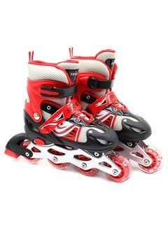 Buy Skates Adjustable Size Roller Skates with Flashing Wheels for Outdoor Indoor Children Skate Shoes for Boys and Girls Red Colour in UAE