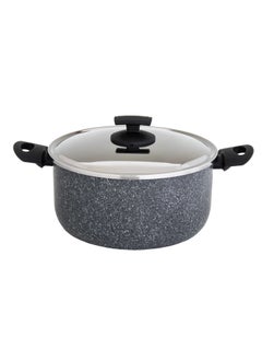 اشتري Newflon Granit Cooking Pot With Steel Lid Size 28 cm في السعودية