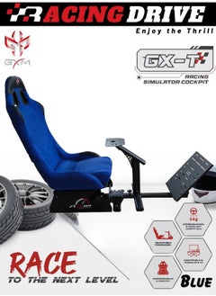 اشتري GXM Next Level Racing Stimulator Cockpit for All Logitech G923|G29|G920|FlashFire F111|Megacom Wheels|Thrustmaster|Fanatec Wheels|PlayStation 5/4|Xbox Series S/X|PC Platforms w/Shifter Holder, Blue في الامارات