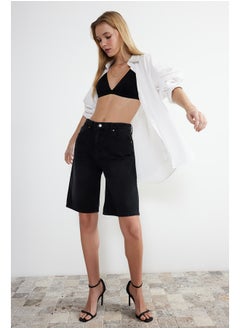 Buy Black High Waist Denim Shorts & Bermuda TWOSS24SR00007 in Egypt