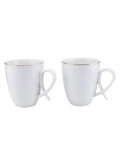 اشتري Shallow Bone China Mugs Set Fpr-013, White, 2 Pieces في الامارات