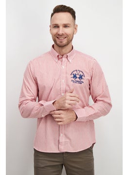 Buy Men Regular Fit Long Sleeve Casual Shirt, Red and White in Saudi Arabia