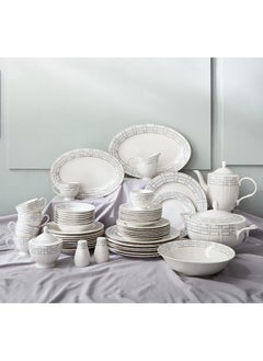 اشتري Vista 60-Piece New Bone China Dinner Set 30.5 x 2.5 x 21 cm في الامارات