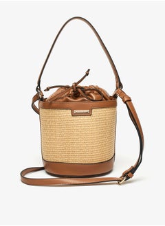 اشتري Women Textured Bucket Bag with Drawstring Closure and Adjustable Strap في الامارات