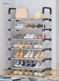 Buy 6 Tier Shoe Rack, Adjustable Sturdy Metal Storage Shelf Cover Shoe Cover Rack, Organizer Storage, Shoe Storage for Bedroom, Closet, Living Room, Entryway in Saudi Arabia