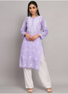 اشتري Hand Embroidered Chikankari Cotton Straight Kurta-AL3561 في الامارات