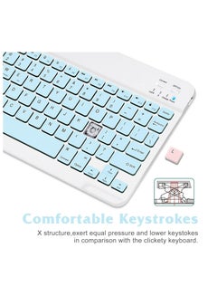 Buy Wireless Bluetooth Three System Universal Mobilephone and Tablet Keyboard with Mouse Set - English light blue in Saudi Arabia