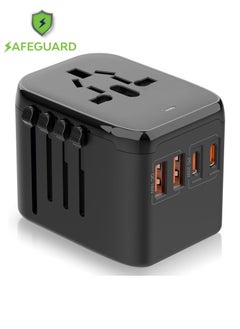 Buy Universal Travel Adapter, International Power Plug Adapter 5 in 1 European Travel Plug Adapter W/ 3.5A 2xQC18W USB-A and 2x PD20W USB-C Wall Charger and Worldwide AC Outlet for Europe USA UK AUS Asia - Black in Saudi Arabia