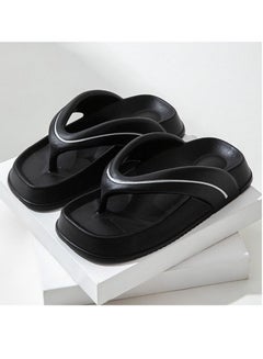 Buy Comfortable Thick Soled Flip Flops Bathroom Indoor Outdoor Beach Non Slip Flip Flops Black in UAE