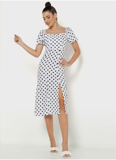 Buy Polka Dot Slit Dress in Saudi Arabia