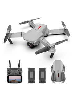 اشتري E88 Foldable Altitude Hold WiFi FPV RC with 4k and 2 Batteries Gray Suitable for Beginners and Kids في الامارات