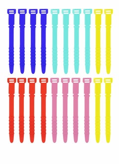 Buy Cord Organizers, 4.5 Inch Reusable Wire Ties Cord Organizer Straps Elastic Silicone Cord Organizer Cable Straps for Cords Phone Charging Cable Wire Labels Headphones 20pcs  (5 Colors) in UAE