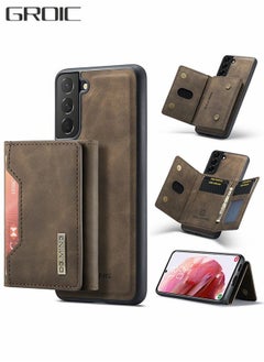 Buy Samsung Galaxy S23 2 in 1 Clutch Wallet Phone Cover, Vintage Slim Leather Case Magnetic Detachable Tri-Fold Wallet Shell, S23 6.1" Leather Case with Card Holder Pocket Slim Case in UAE