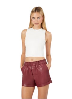 Buy Faux Leather High-Waist Shorts in Egypt