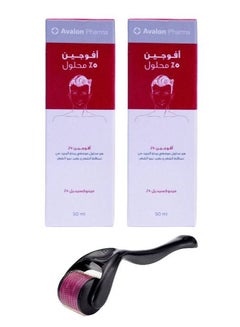 Buy Avogen 5% Minoxidil 50ml Pack of 2 Packs and Roller for Wrinkles and Hair Loss Treatment Black Pink Transparent in Saudi Arabia