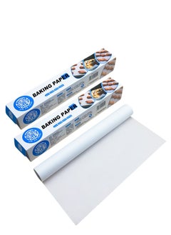 Buy 2 Pieces Baking Paper Roll White Non-Stick Baking Paper With Cutter For Air Fryer Baking Cooking Steaming Bread 30cm*20 meter in UAE