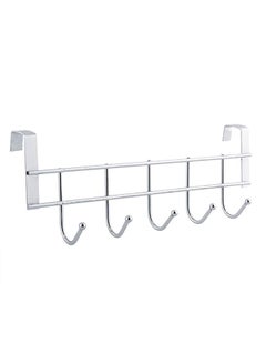 Buy Door Hook Hanger, Wall Mounted Coat Rack Dual Use, Heavy Duty Stainless Steel Organizer 5 Hooks Silver in Egypt