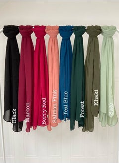 Buy Bundle Of Eight Plain Casual Chiffon Scarf Big Size - Multicolor in Egypt