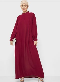 Buy Puff Sleeve Dress With Zipper in UAE