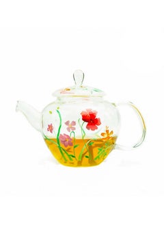 Buy Dishwasher Safe Garden Glass Teapot With Lid 1.0 Liter in UAE