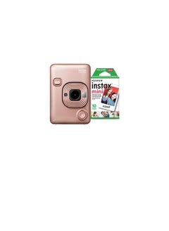 Buy FUJIFILM INSTAX Mini LiPlay Hybrid Instant Camera – Blush Gold + Mini Film 10 Pack in Egypt