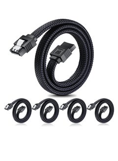 Buy SATA III Cable, 6Gbps Straight HDD SDD Data Cable, SATA 3.0 Nylon Braided Cable with Locking Latch for SATA HDD, SSD, CD Driver, CD Writer, 20 Inch, Black, 5 Pack in Saudi Arabia