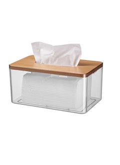 Buy Clear Facial Tissues Box With Bamboo Wood Lid 34*20 CM in Egypt