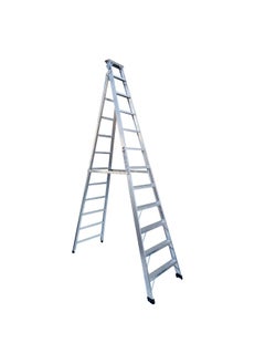 اشتري Dual Purpose Aluminum Ladder - Lightweight, Telescoping Ladder for Home, Office & Outdoor Use | 12 Steps Folding Ladder with Anti-Slip Design | Heavy-Duty Multi-Use Ladder | 3.53 Meters في الامارات