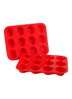 Buy 2Pcs 12 Cup Silicone Muffin and Cupcake Baking Mould Muffin Cupcake Tins & Moulds Non Stick Dishwasher Microwave Safe in UAE