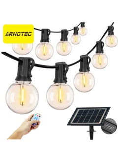 Buy Outdoor Solar Lights, G40 Bulbs, Fairy Lights, 10m, 20 LED Bulbs, Garden Fairy Lights with Remote Control, Light Spacing 40cm - Warm White IP65 Waterproof String Lights, Garden Holiday Decoration Lights in UAE