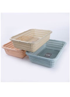 Buy 2-Pc Plastic Colander Strainer Rectangle 30cm Assorted Colors in UAE