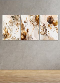 Buy Decorative Wall Art Painting with Flowers Design, 3 Pieces, Size 120x60cm in Saudi Arabia